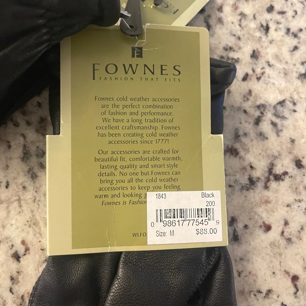 Fownes Leather Gloves Women M Black Classic Wool Cashmere Lined NWT Luxury Warm
